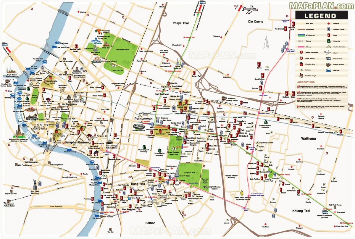 bangkok main attractions map