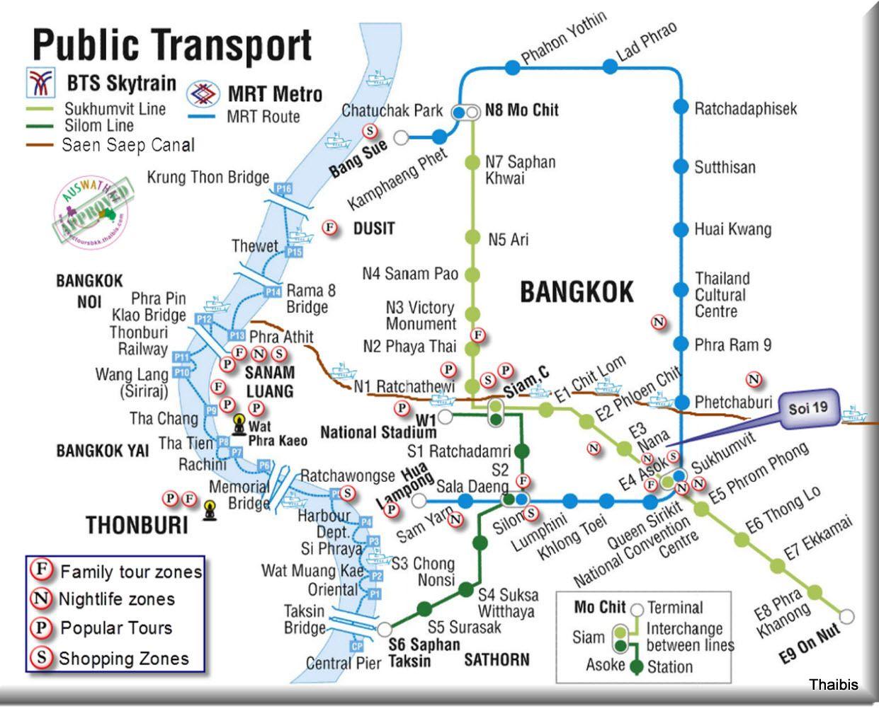 Bangkok transport map - Bangkok public transit map (Thailand)