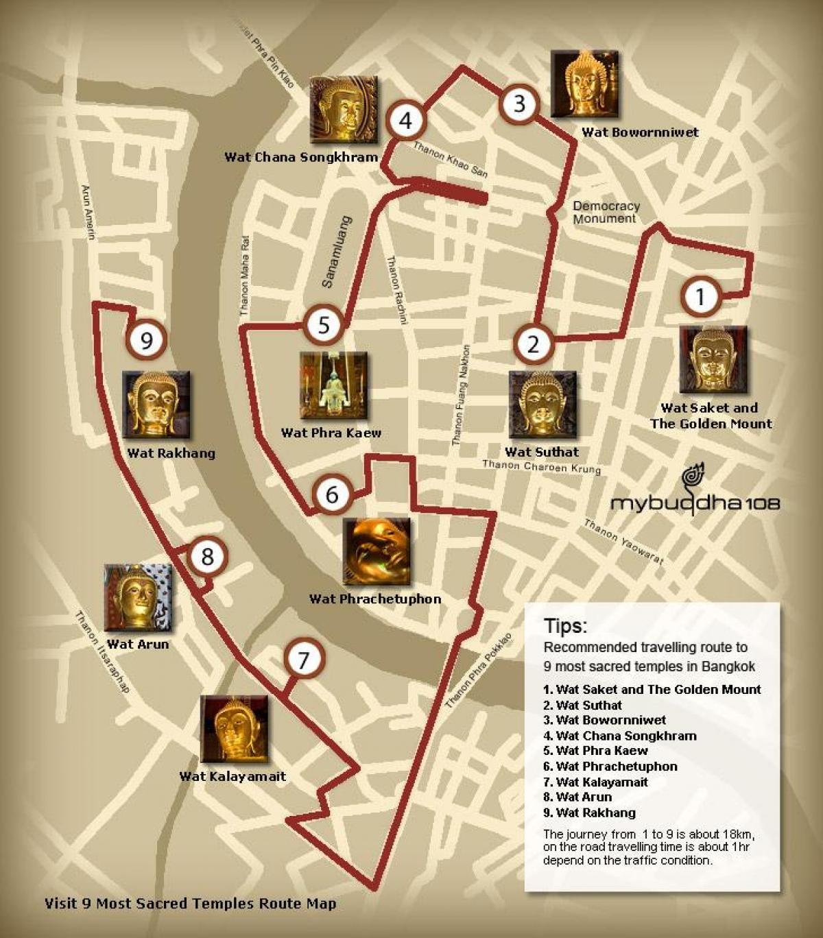 map of bangkok temple tour