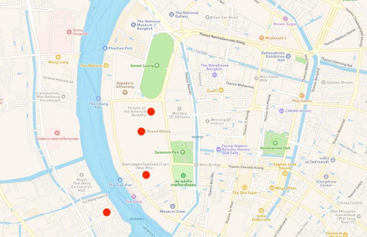 map of temples in bangkok