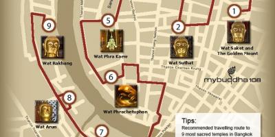 Map of bangkok temple tour